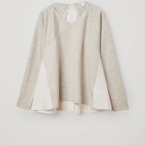 COS PANELLED COTTON-YAK grey TOP XS